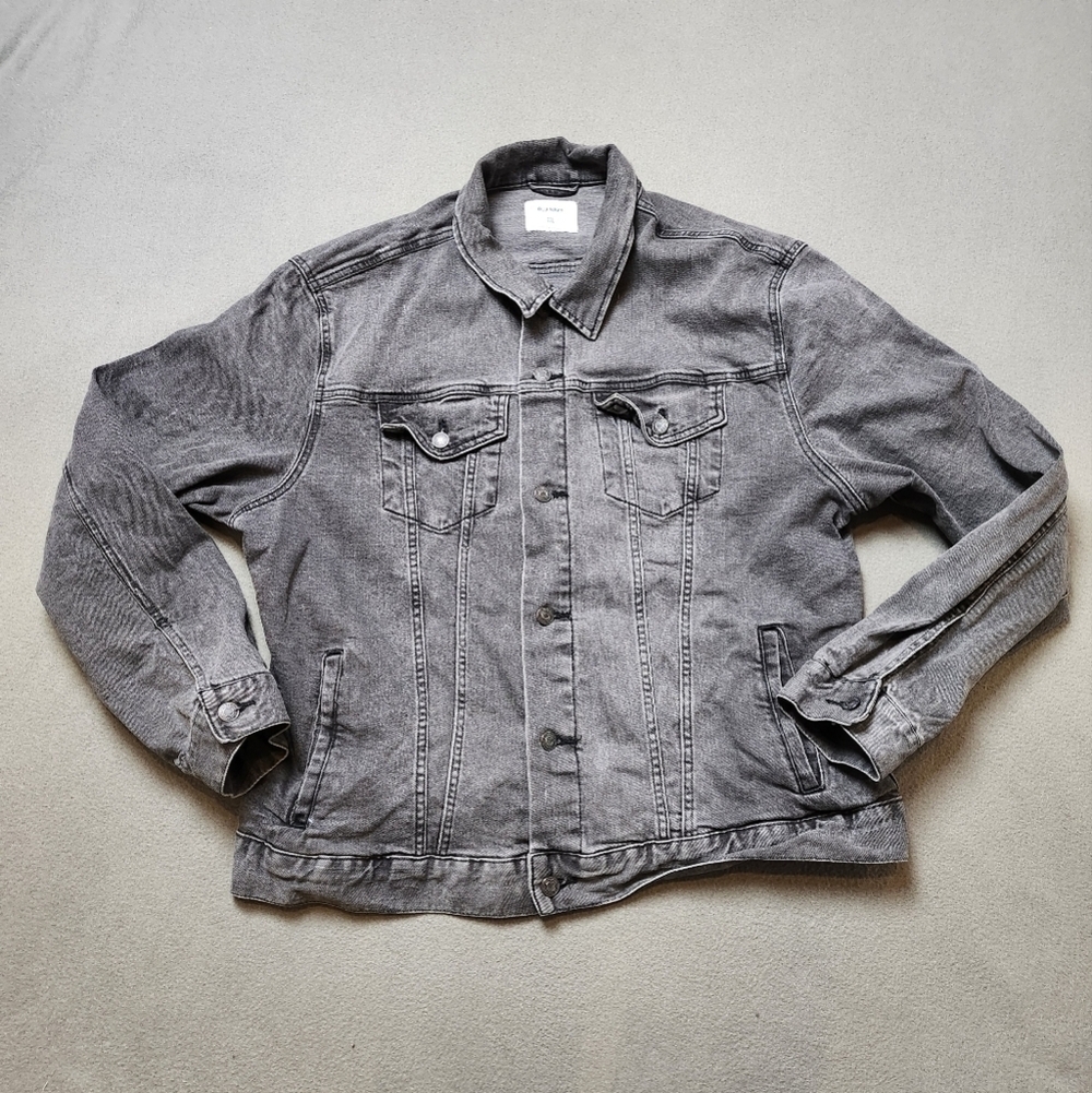 OLD NAVY Jeans Mens Denim Trucker Jacket Size XXL Jean Jacket Grey